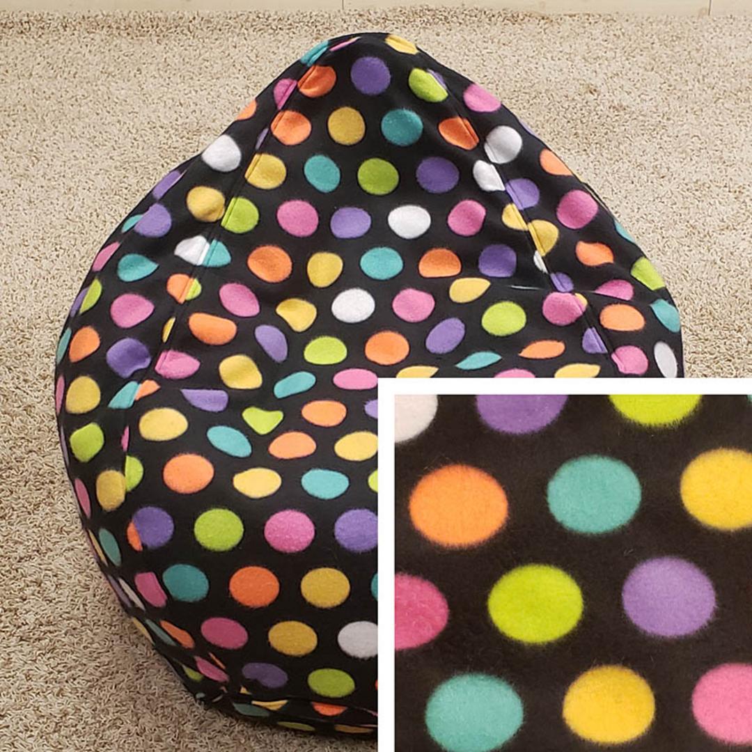 Medium Fleece Bean Bag Chair Colorful Polka Dots